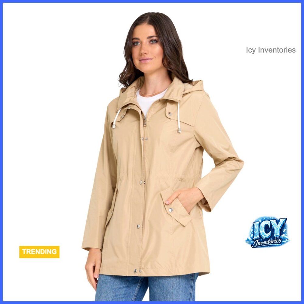 Waterproof Polyurethane Rain Jacket with Hood - Lightweight Windbreaker